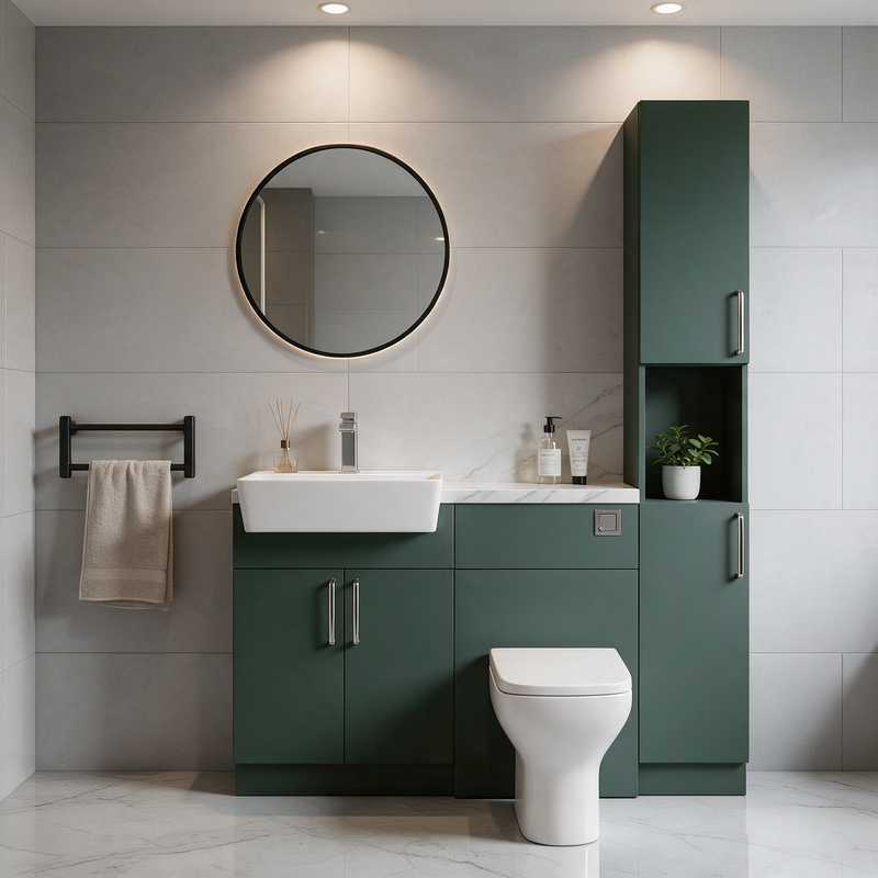 Oliver 1400 Matt Green Fitted Furniture Combination with Tall Boy