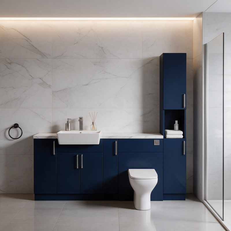 Oliver 2000 Navy Blue Fitted Furniture Combination with Tall Boy