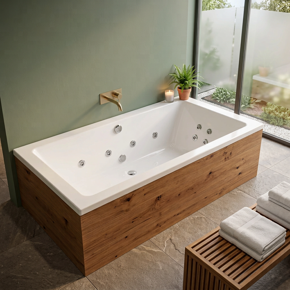 1800 x 800mm 14 or 16 Jets Slim Single Ended Whirlpool Bath