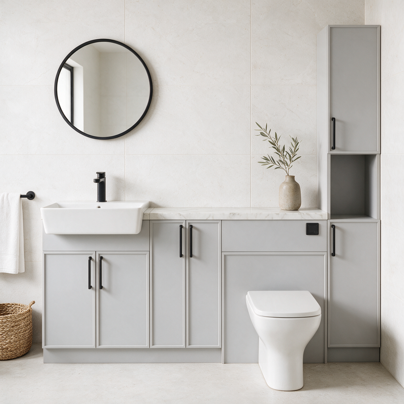 Oliver 1900 Dust Grey Slim Shaker Fitted Furniture Combination with Tall Boy