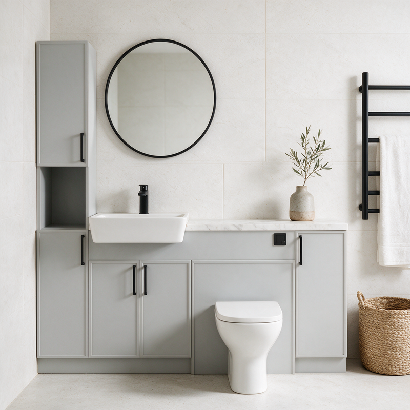 Oliver 1800 Dust Grey Slim Shaker Fitted Furniture Combination with Tall Boy
