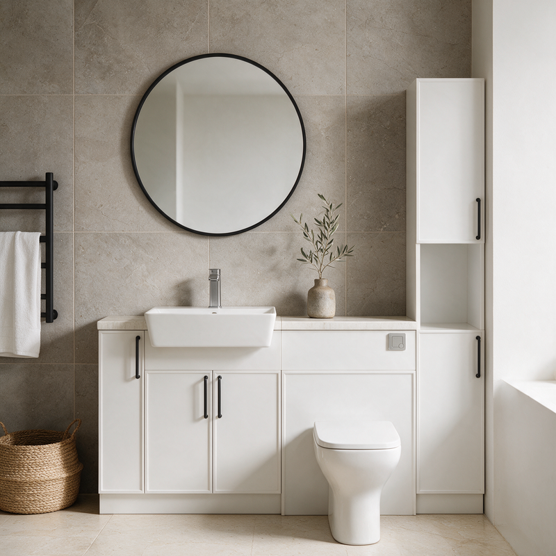 Oliver 1700 Matt White Slim Shaker Fitted Furniture Combination with Tall Boy