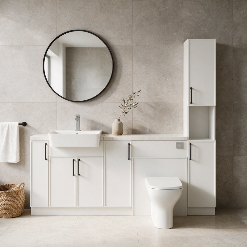 Oliver 2000 Matt White Slim Shaker Fitted Furniture Combination with Tall Boy