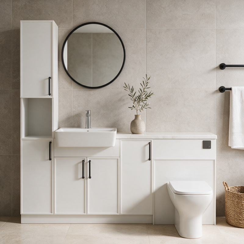 Oliver 1800 Matt White Slim Shaker Fitted Furniture Combination with Tall Boy