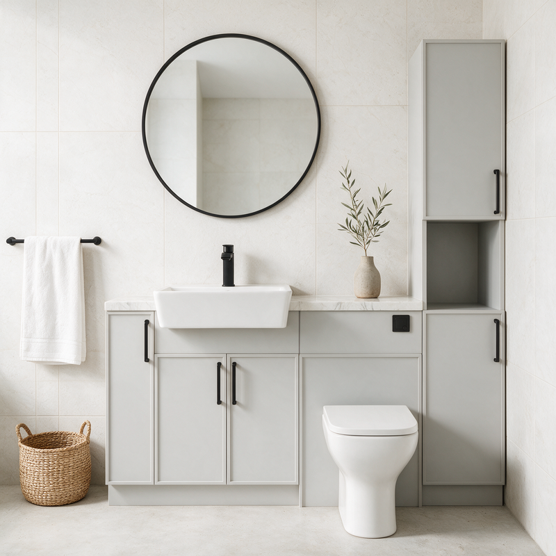 Oliver 1600 Dust Grey Slim Shaker Fitted Furniture Combination with Tall Boy