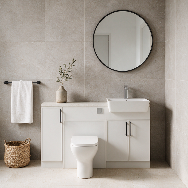 Oliver 1500 Matt White Slim Shaker Fitted Furniture Combination