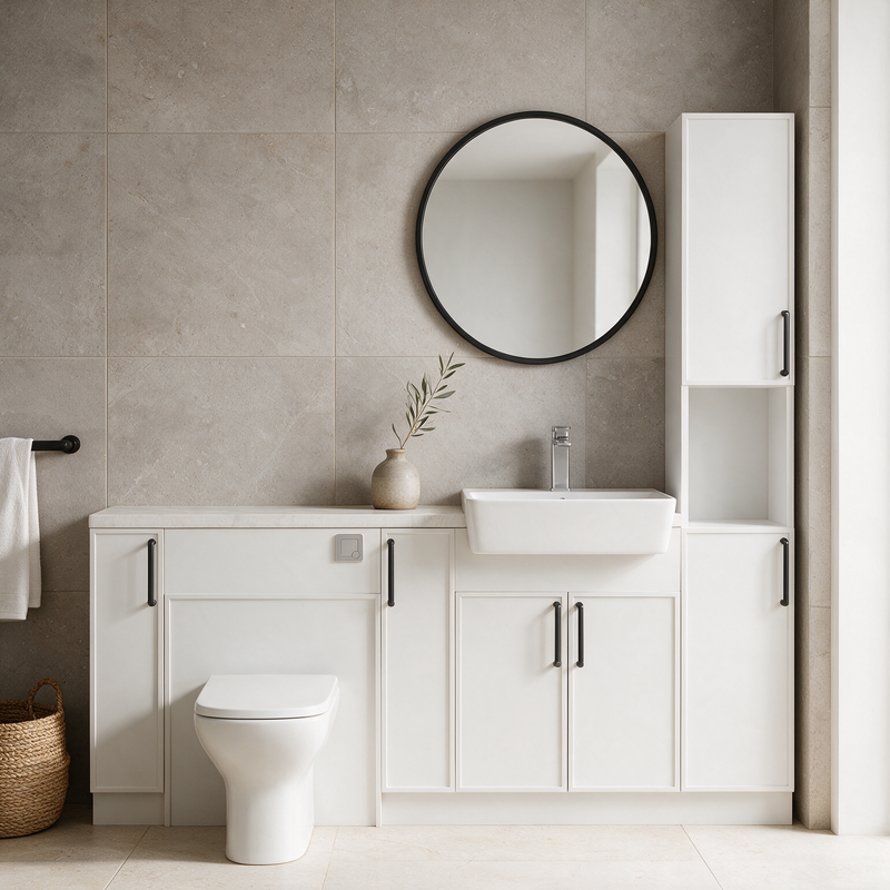 Oliver 1900 Matt White Slim Shaker Fitted Furniture Combination with Tall Boy