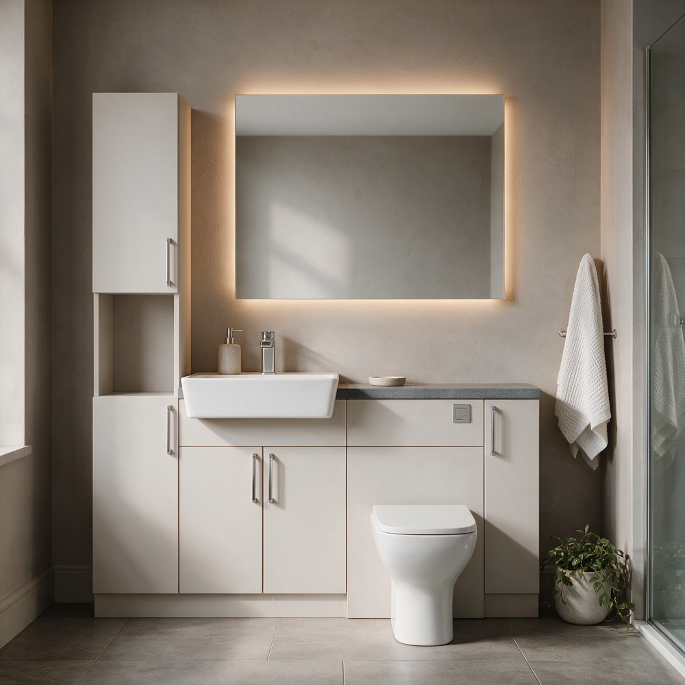 Oliver 1600 Cashmere Fitted Furniture Combination with Tall Boy
