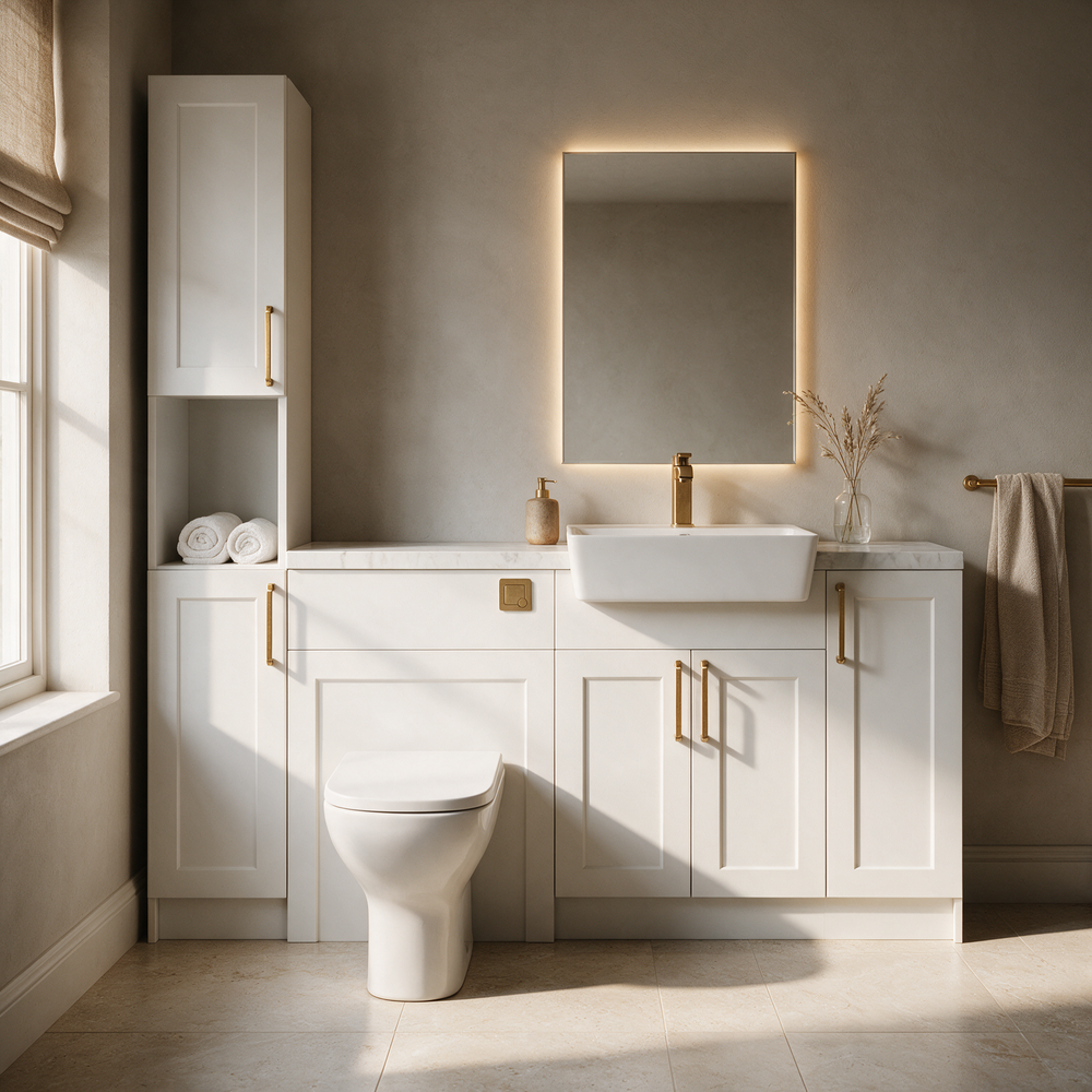 Oliver 1800 Matt White Shaker Fitted Furniture Combination with Tall Boy
