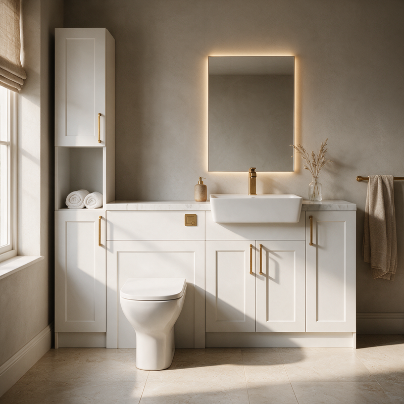 Oliver 1800 Matt White Shaker Fitted Furniture Combination with Tall Boy