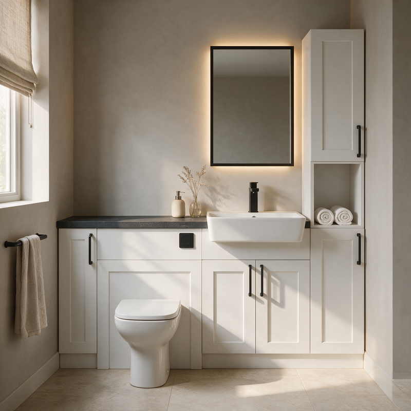 Oliver 1700 Matt White Shaker Fitted Furniture Combination with Tall Boy