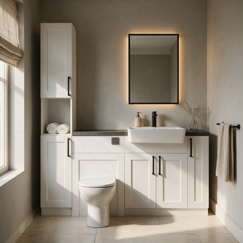 Oliver 1600 Matt White Shaker Fitted Furniture Combination with Tall Boy
