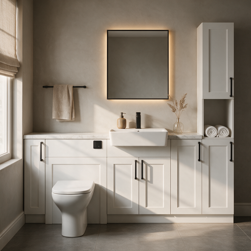 Oliver 2000 Matt White Shaker Fitted Furniture Combination with Tall Boy