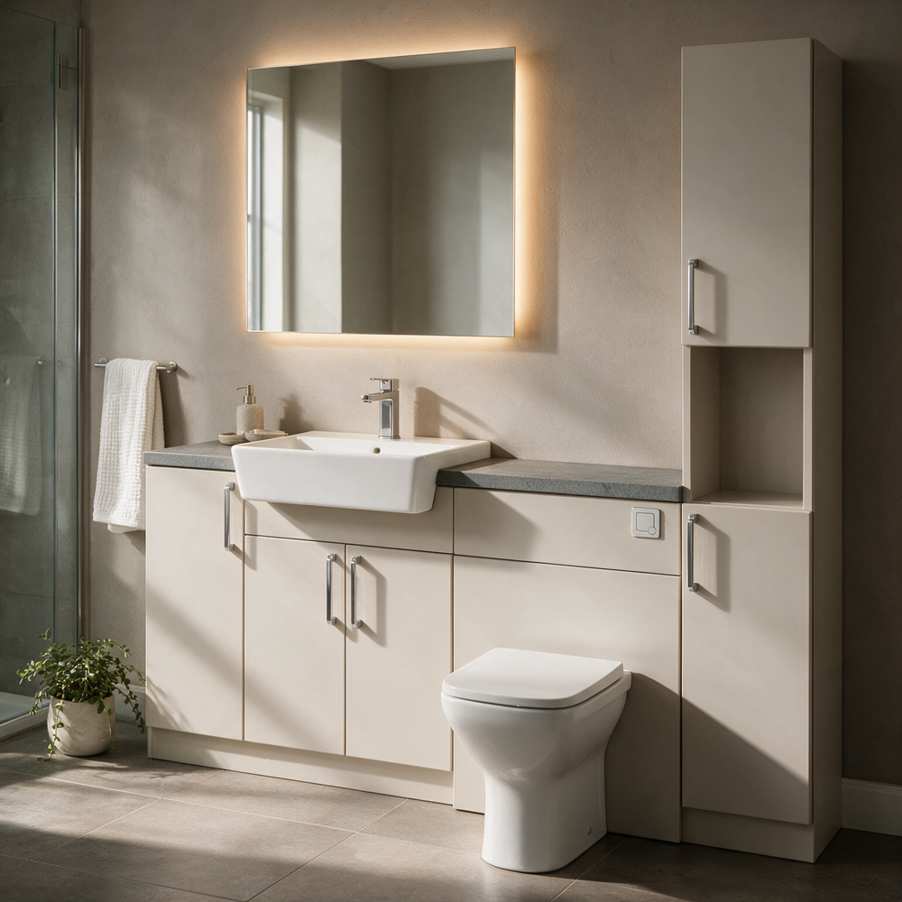 Oliver 1700 Cashmere Fitted Furniture Combination with Tall Boy