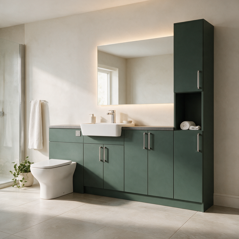 Oliver 2100 Matt Green Fitted Furniture Combination with Tall Boy