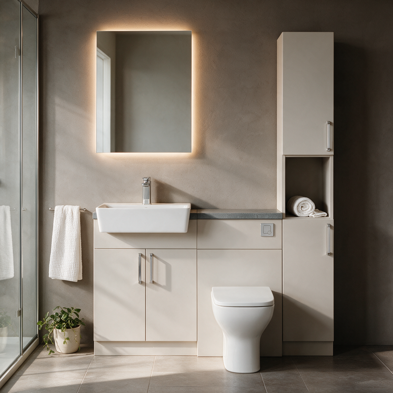 Oliver 1400 Cashmere Fitted Furniture Combination with Tall Boy