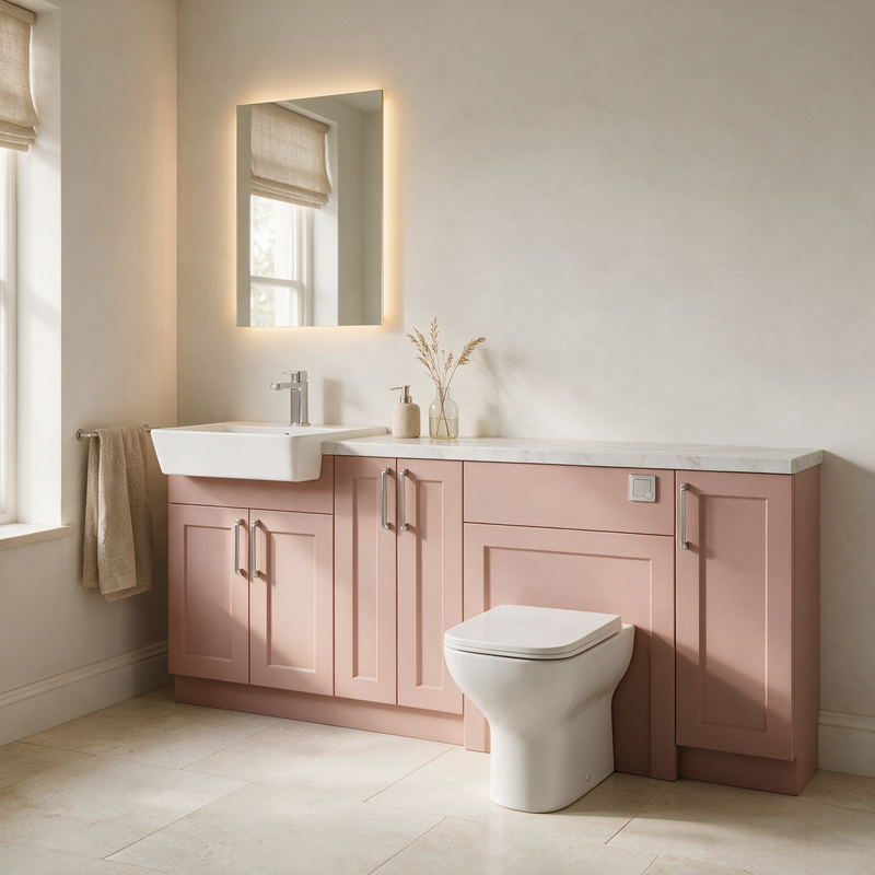 Oliver 1900 Matt Pink Shaker Fitted Furniture Combination