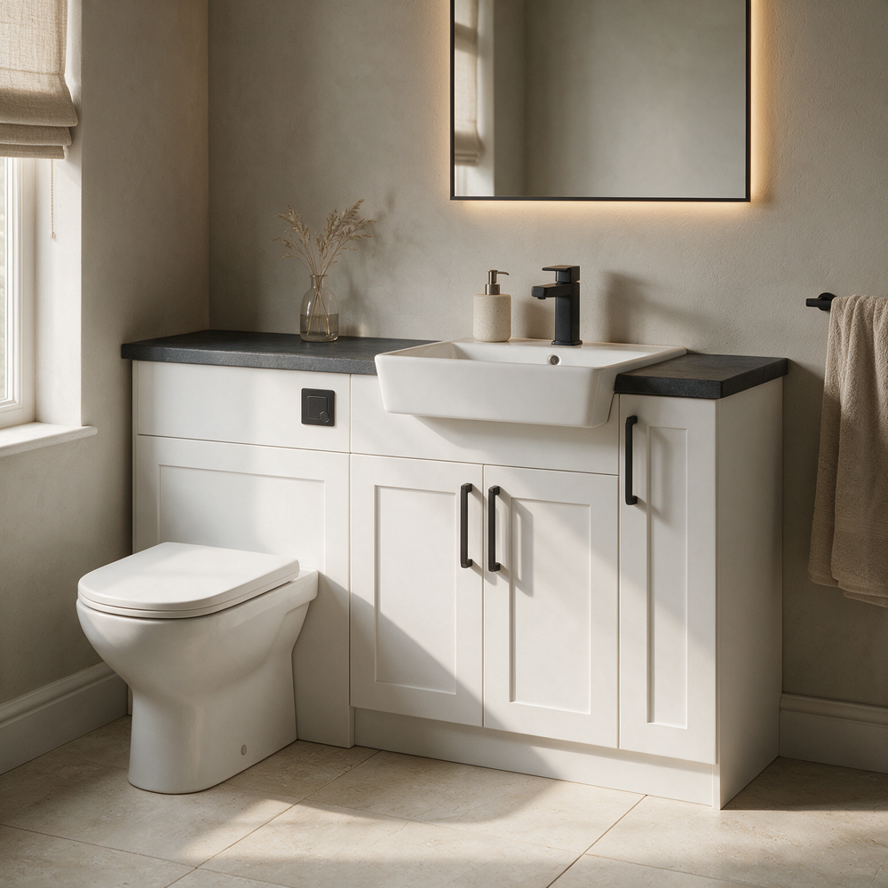 Oliver 1400 Matt White Shaker Fitted Furniture Combination