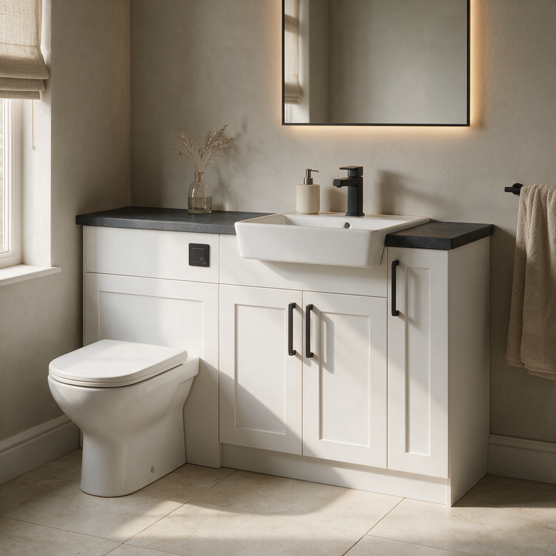Oliver 1400 Matt White Shaker Fitted Furniture Combination