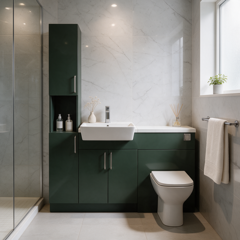 Oliver 1500 Matt Green Fitted Furniture Combination with Tall Boy