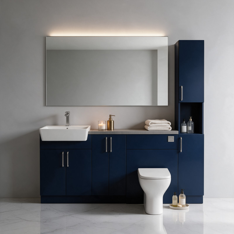 Oliver 1900 Navy Blue Fitted Furniture Combination with Tall Boy