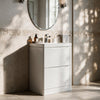 Zentro White Suite with Odessa Chrome 800mm Quadrant Enclosure — Vanity, Toilet Unit, Shower & Mirror