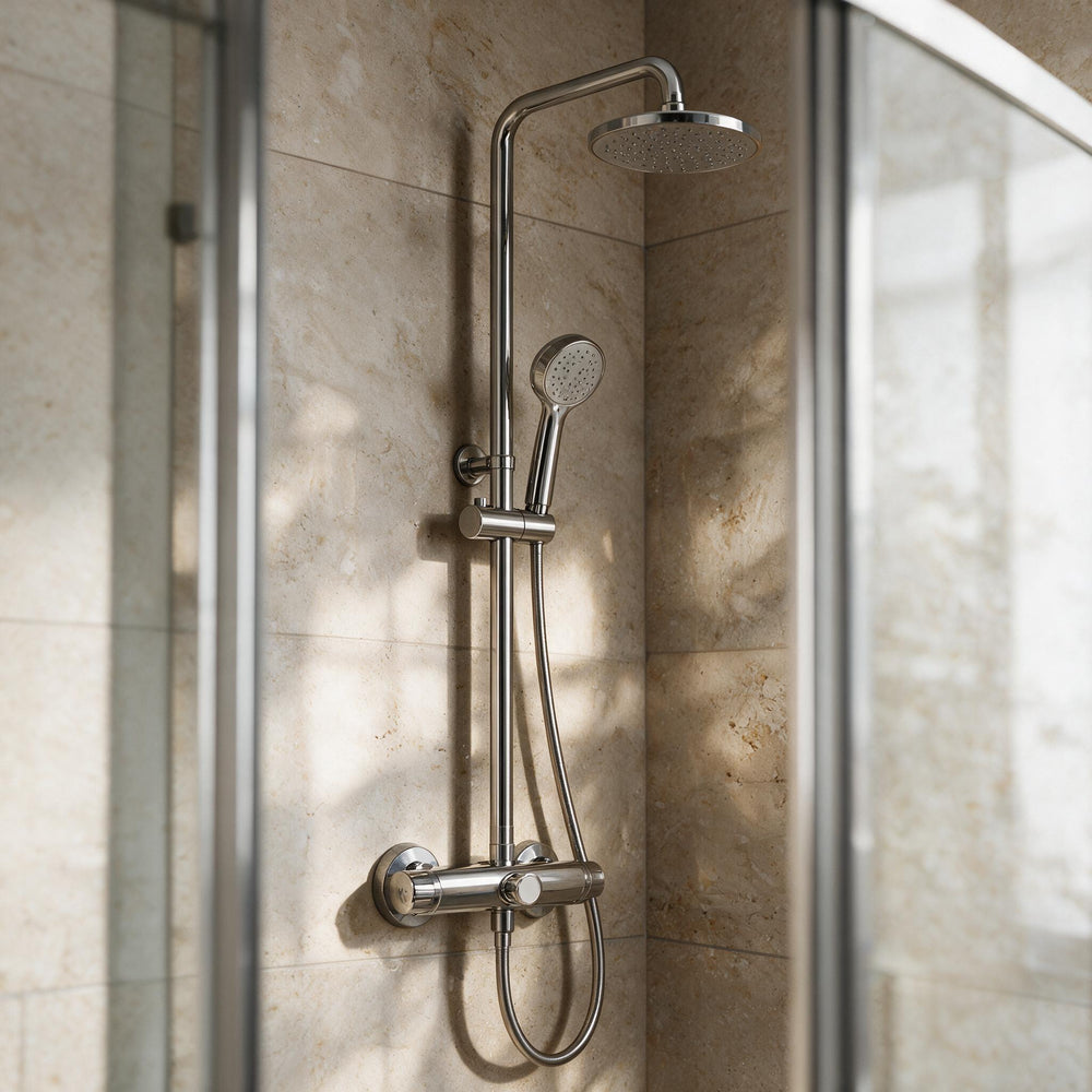 Zentro White Suite with Odessa Chrome 800mm Quadrant Enclosure — Vanity, Toilet Unit, Shower & Mirror