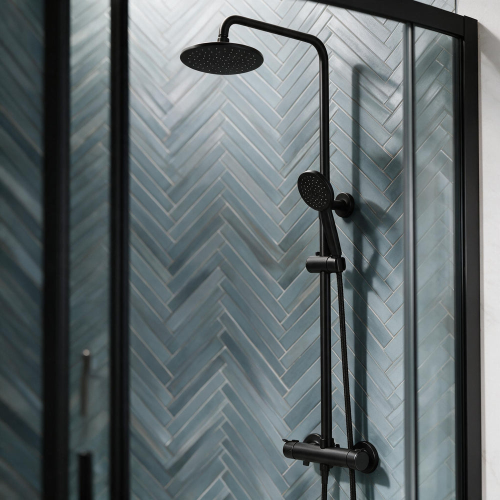 Zentro Black Suite with Odessa Black 800mm Quadrant Enclosure — Vanity, Toilet Unit, Shower & Mirror