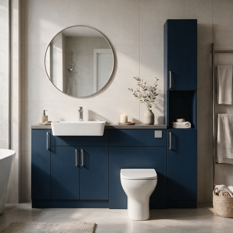 Oliver 1700 Navy Blue Fitted Furniture Combination with Tall Boy
