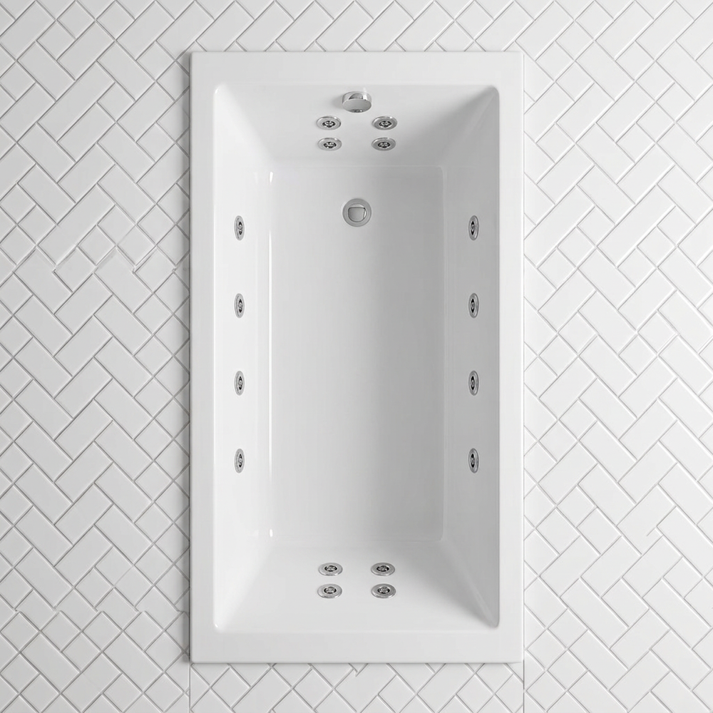 1800 x 800mm 8 or 16 Jets Slim Single Ended Whirlpool Bath Galaxy