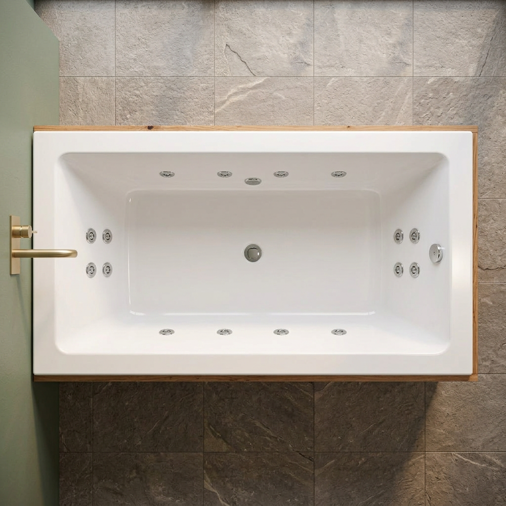 1800 x 800mm 14 or 16 Jets Slim Single Ended Whirlpool Bath