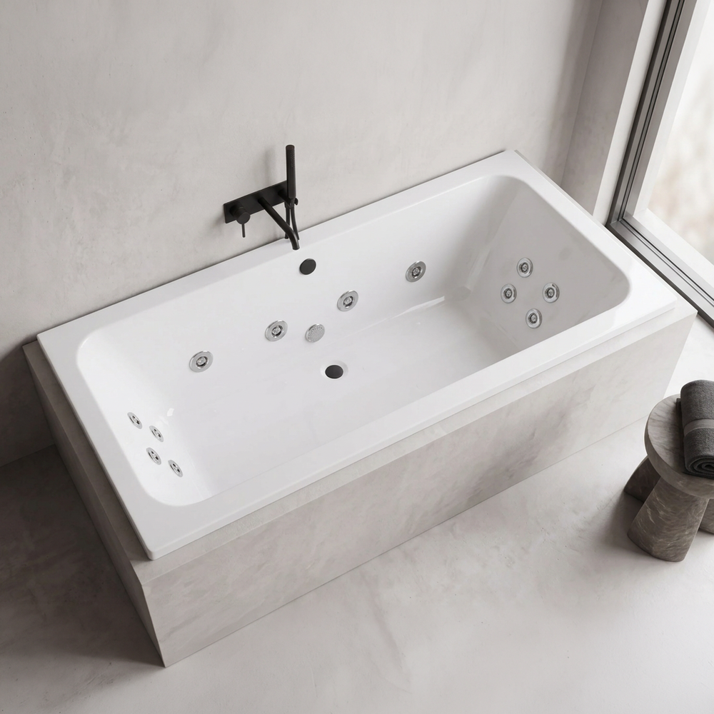 1700 x 700mm 16 Jets Double Ended Whirlpool Bath with Optional 12 Jet Air Spa System