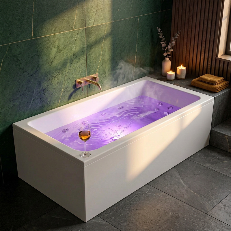 1800 x 800mm 8 or 16 Jets Slim Single Ended Whirlpool Bath Galaxy