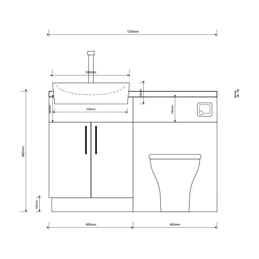 Oliver 1200 Matt Green Fitted Furniture Combination