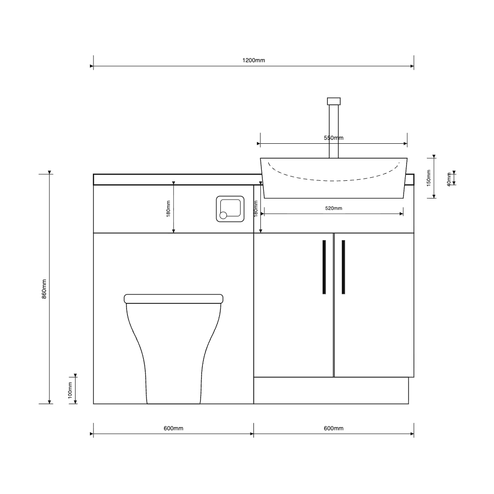 Oliver 1200 Oak Fitted Furniture Combination