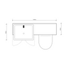 Oliver 1200mm combination top view dimensions