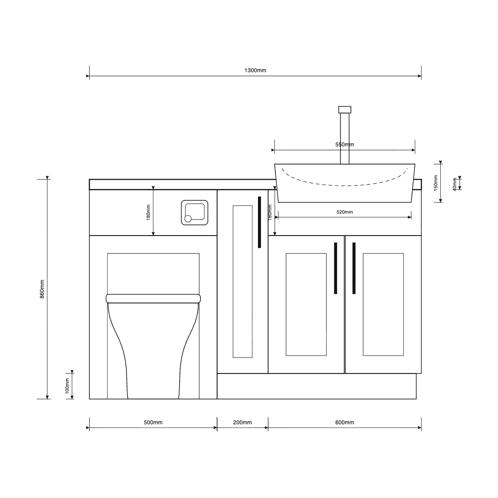 Oliver 1300 Cashmere Shaker Fitted Furniture Combination
