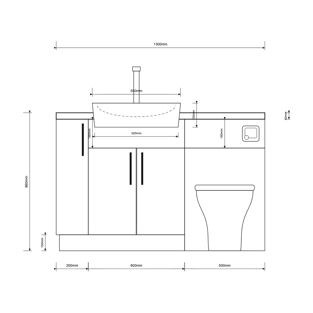 Oliver 1300 Oak Fitted Furniture Combination