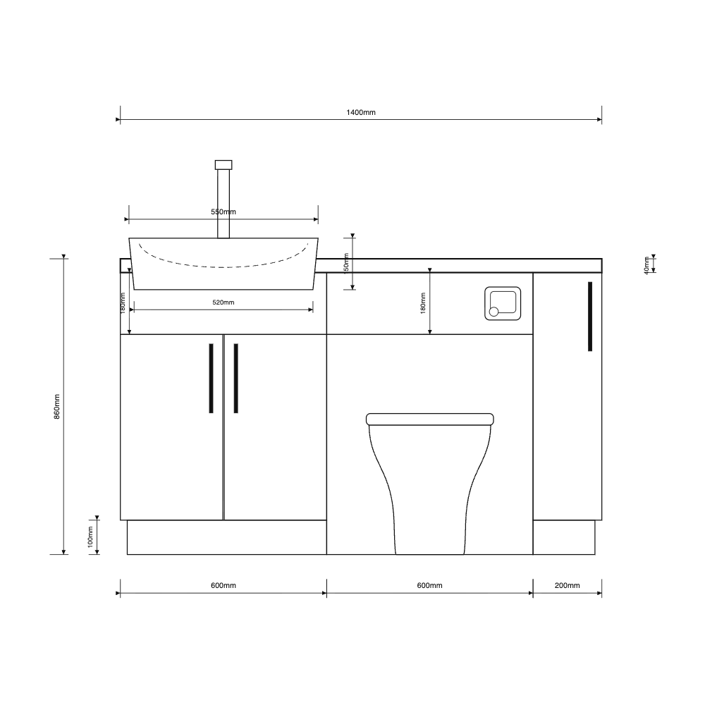 Oliver 1400 Matt Green Fitted Furniture Combination