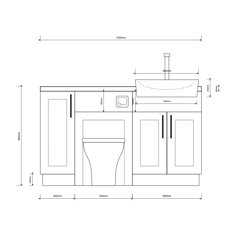Oliver 1400 Matt Pink Shaker Fitted Furniture Combination with Tall Boy