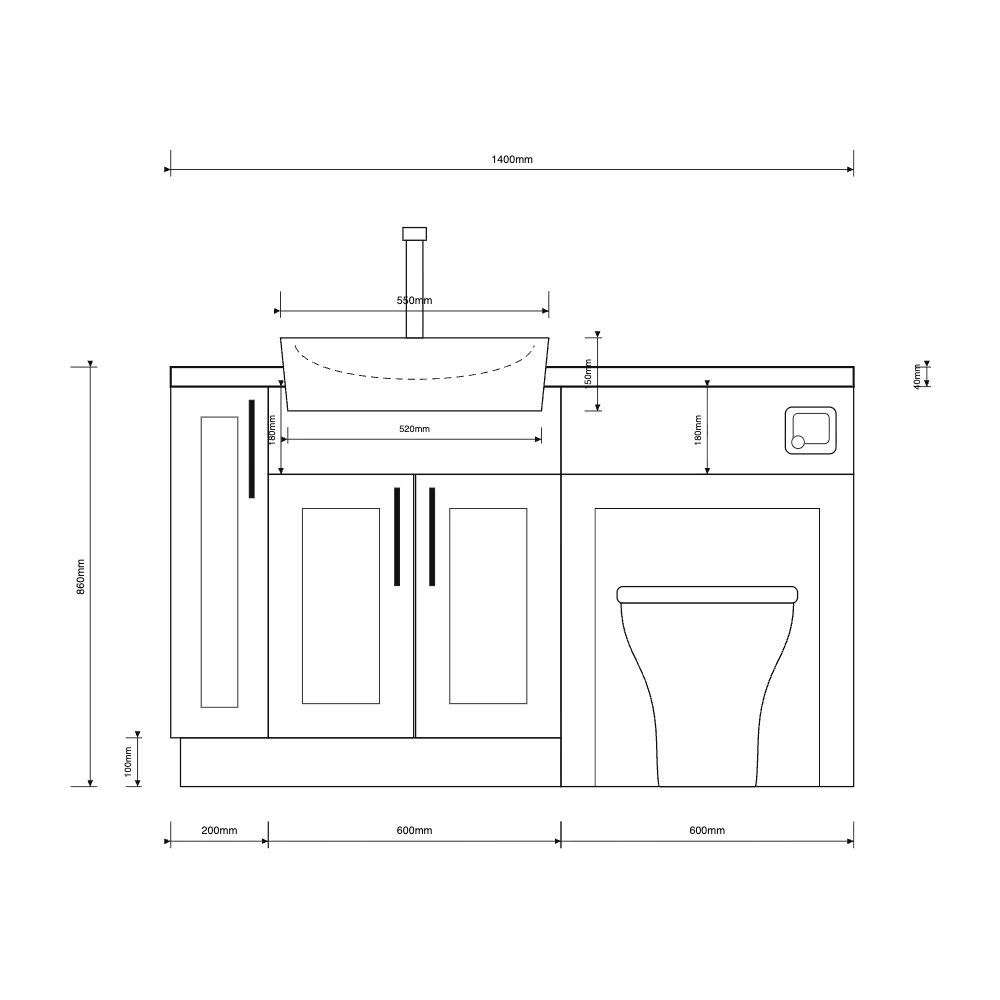 Oliver 1400 Matt Pink Shaker Fitted Furniture Combination