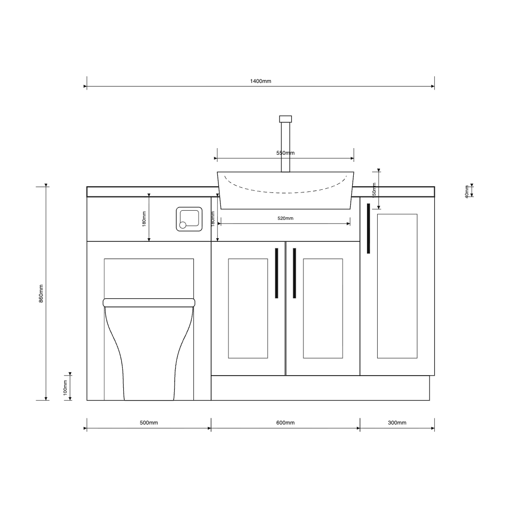 Oliver 1500 Matt White Shaker Fitted Furniture Combination