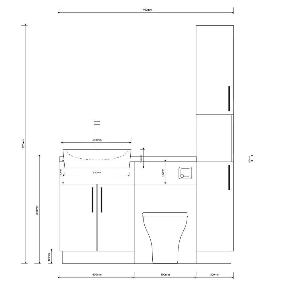 Oliver 1400 Oak Fitted Furniture Combination with Tall Boy