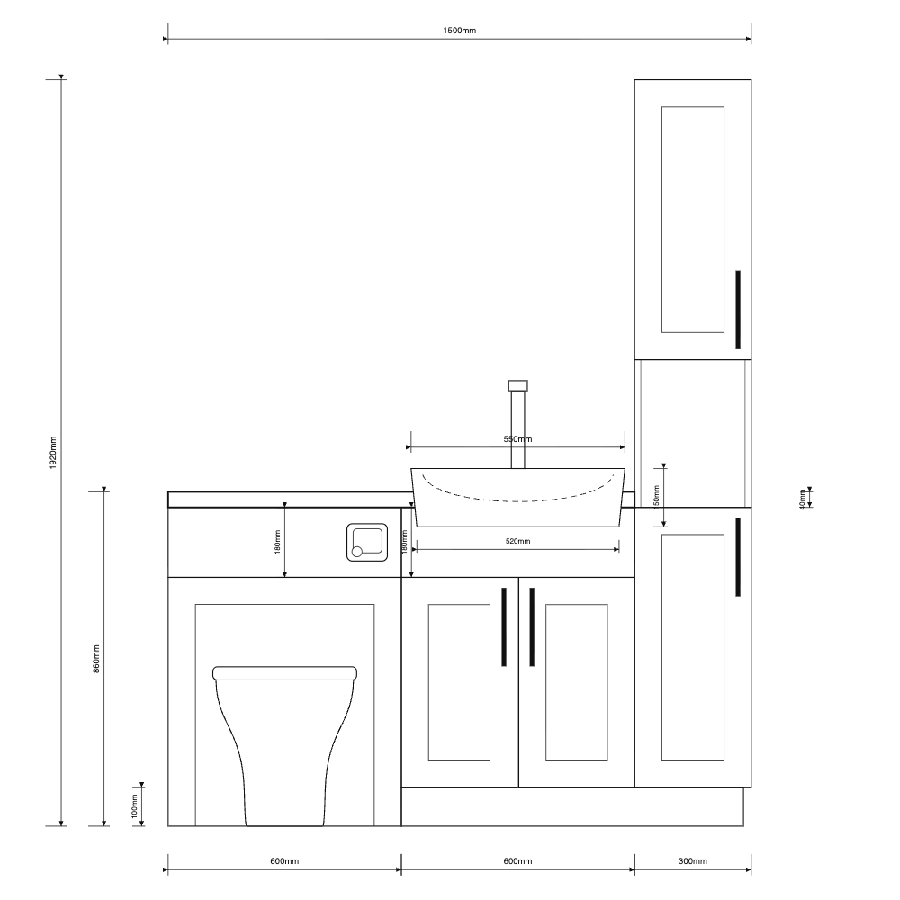 Oliver 1500 Matt Pink Shaker Fitted Furniture Combination with Tall Boy