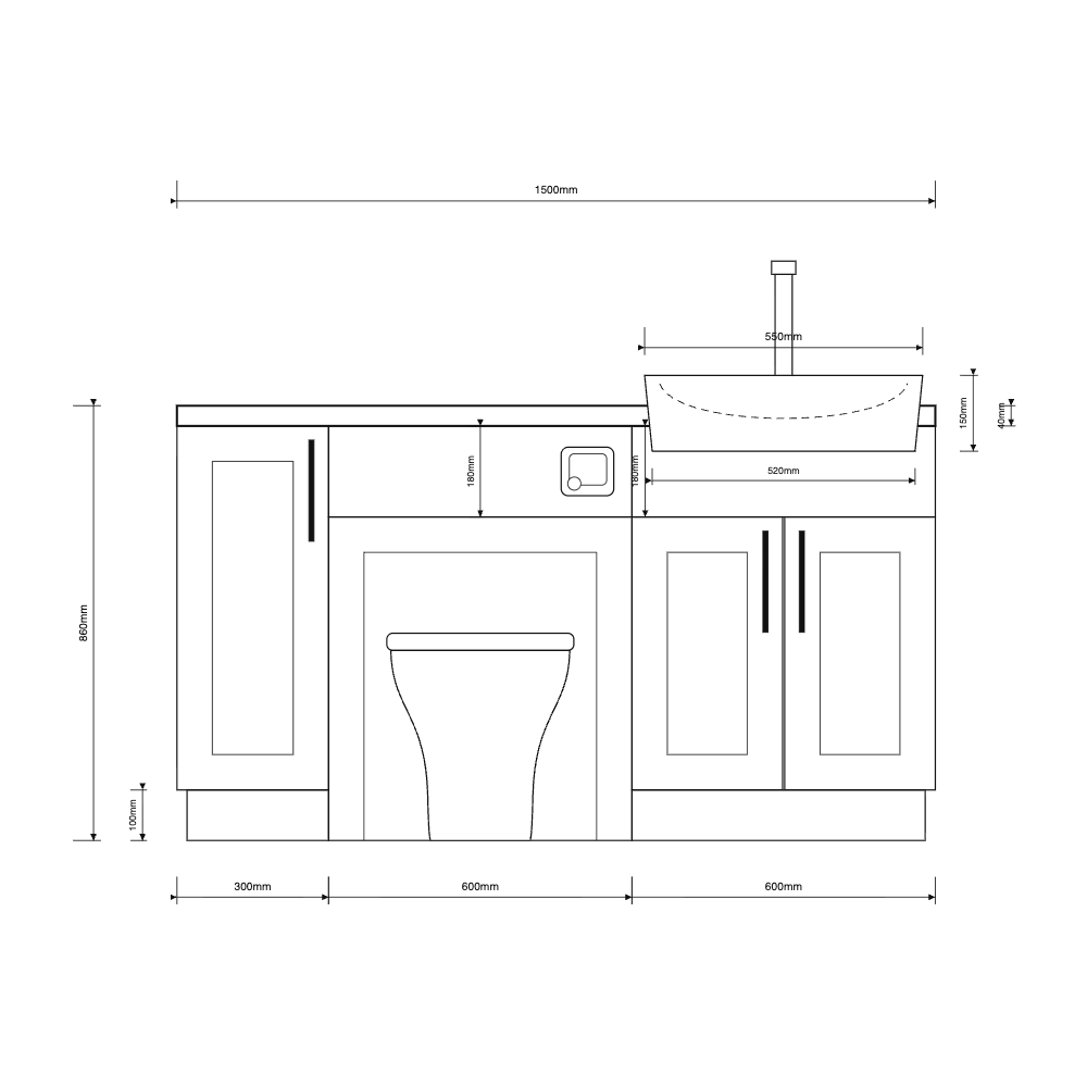 Oliver 1500 Matt Pink Shaker Fitted Furniture Combination