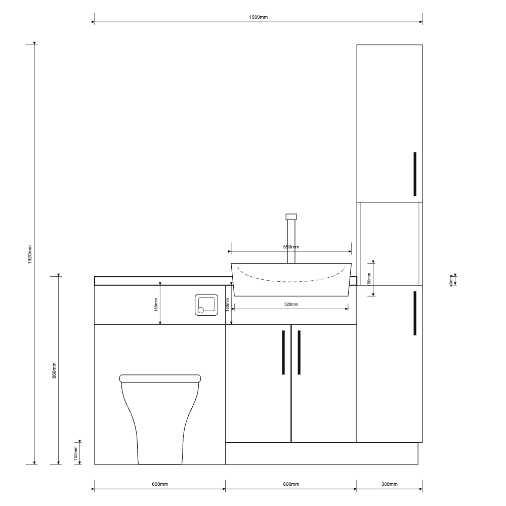 Oliver 1500 Oak Fitted Furniture Combination with Tall Boy