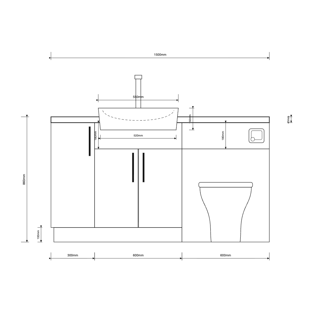 Oliver 1500 Oak Fitted Furniture Combination