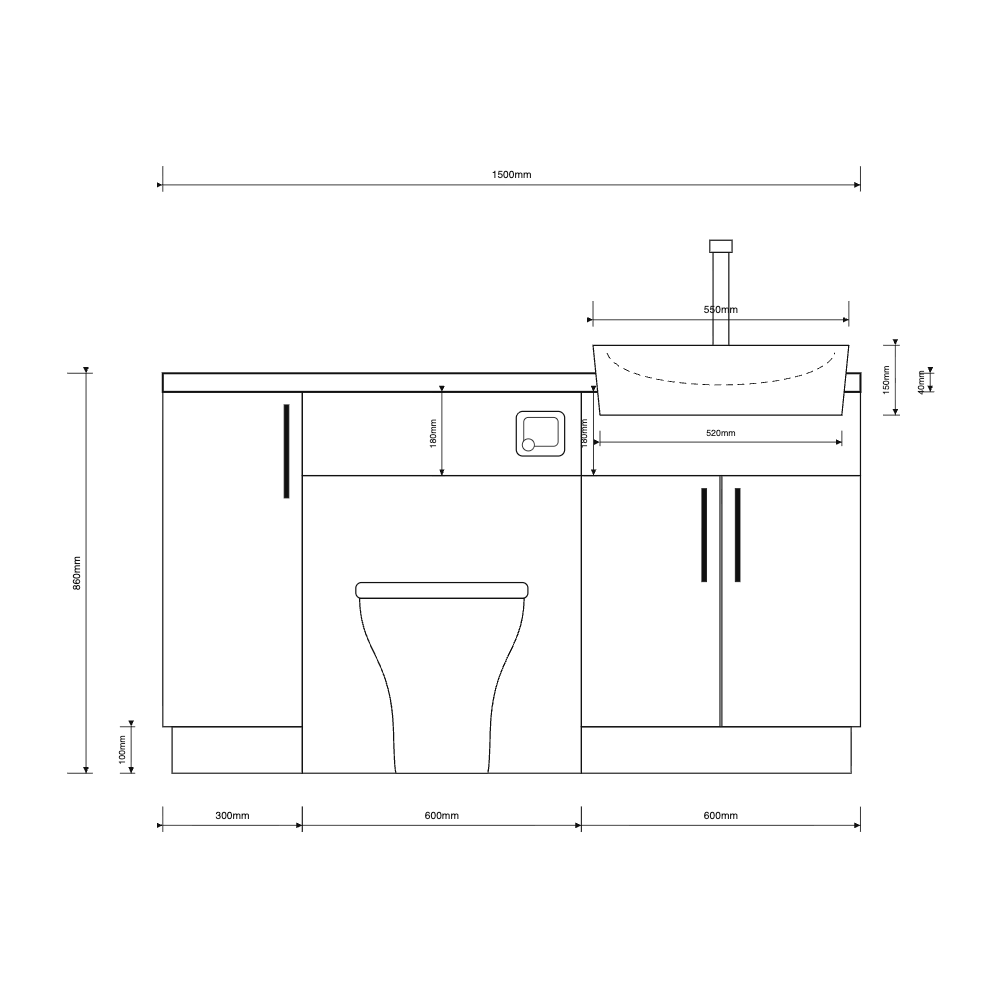Oliver 1500 Cashmere Fitted Furniture Combination