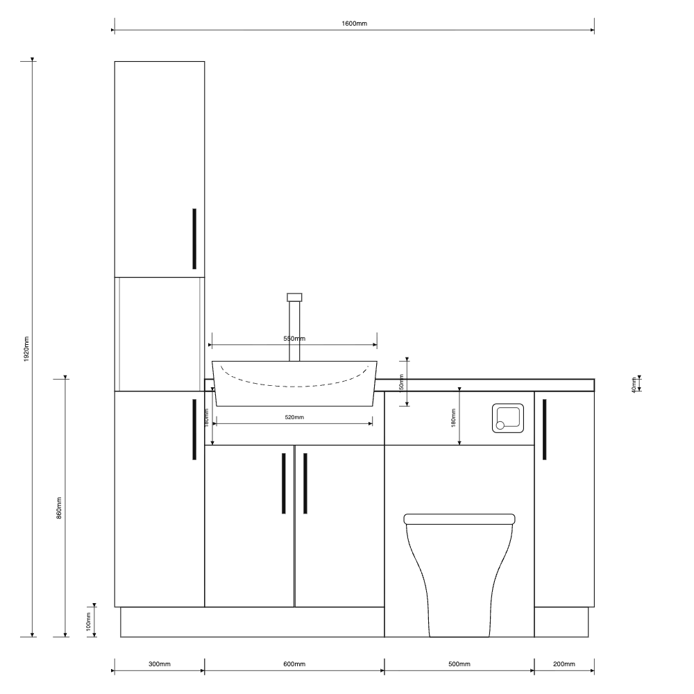 Oliver 1600 Cashmere Fitted Furniture Combination with Tall Boy