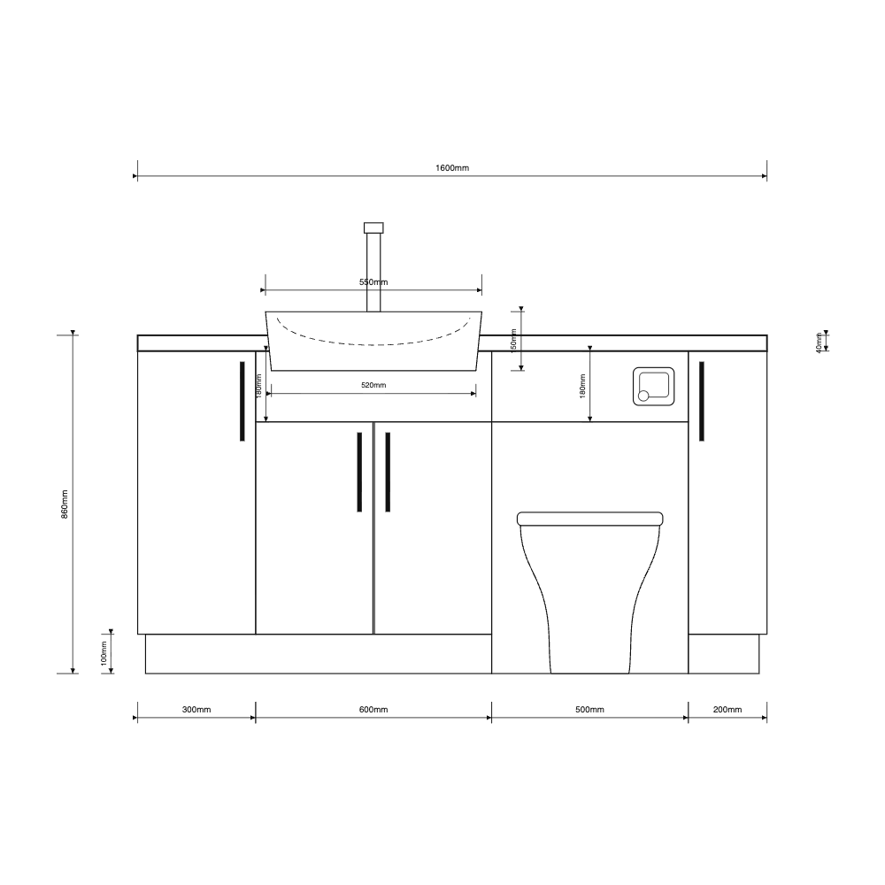 Oliver 1600 Cashmere Fitted Furniture Combination